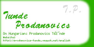 tunde prodanovics business card